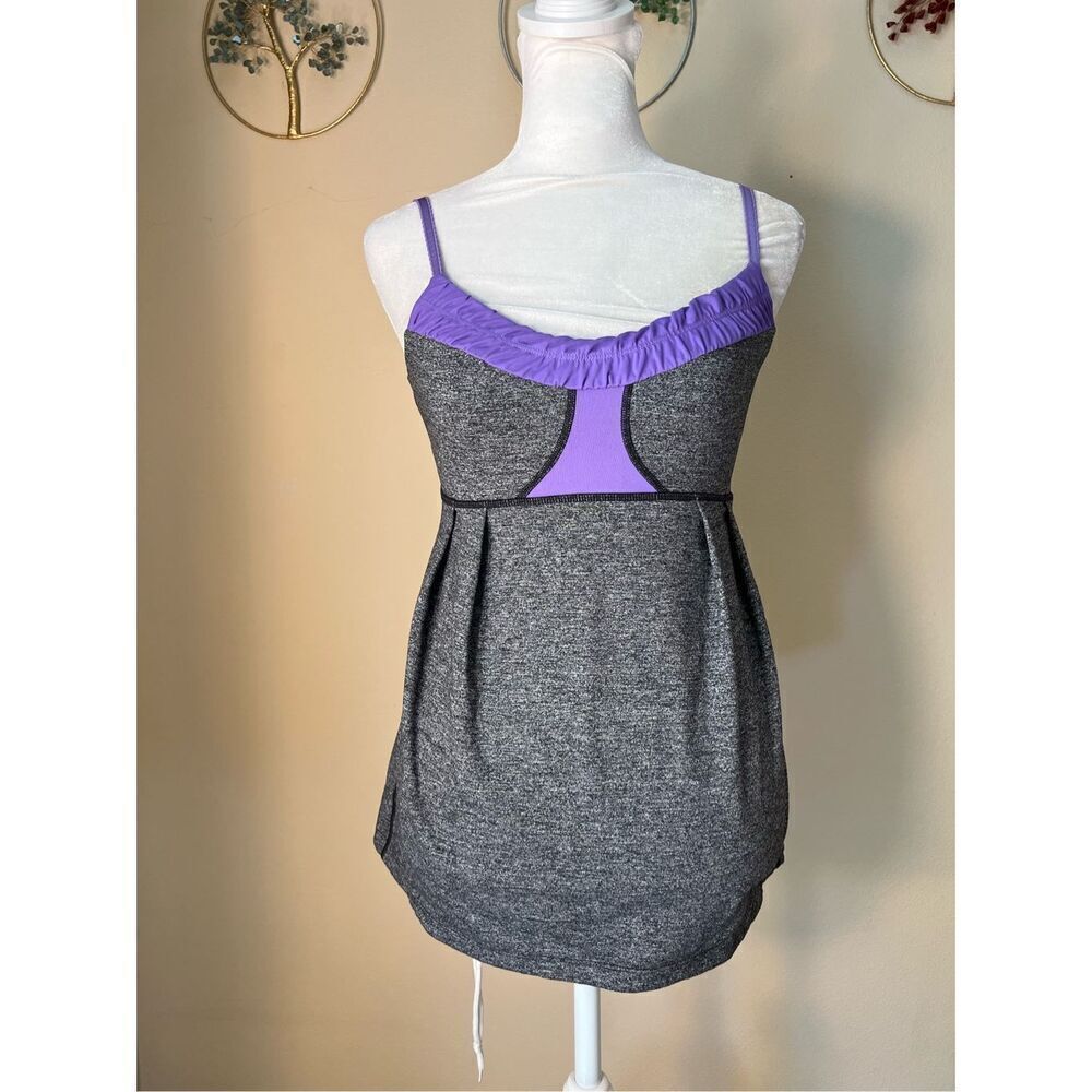 Lululemon Heathered Gray Purple Yogi Dance Tank Top Size 4